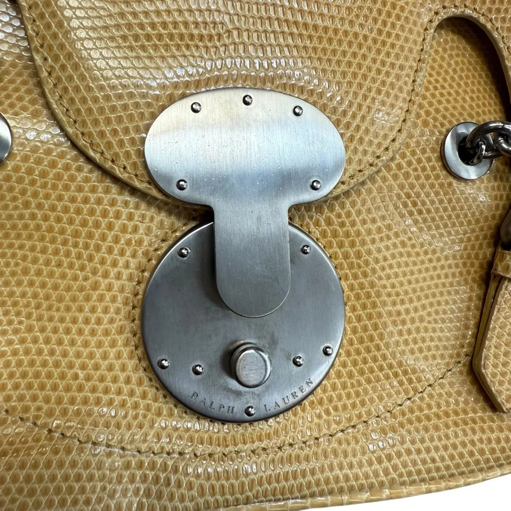 Ralph Lauren Ricky Yellow Lizard Leather Silver Chain Handle Bag Y2K Runway - Picture 5 of 15